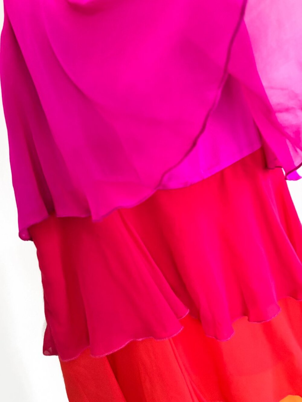 Trina Turk Tiered Silk Chiffon Strappy Dress Ombre Sunset. NWT XS - Picture 6 of 10
